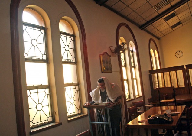 Praying at the Torah Academy School in Johannesburg.