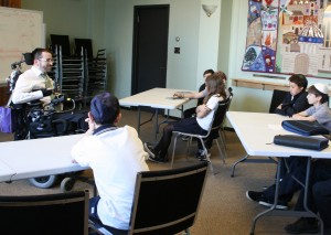 Rabbi Yehuda Simes teaches his seventh grade class at the Ottawa Jewish Community School, formerly the Hillel Academy. Photo: Nicola Hamer/Ottawa Jewish Bulletin 