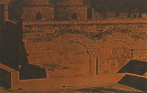 (Plate #11) The back of the Mercy Gate.  A Corinthian column can be discerned between the two arches in this 110 year old photograph. 