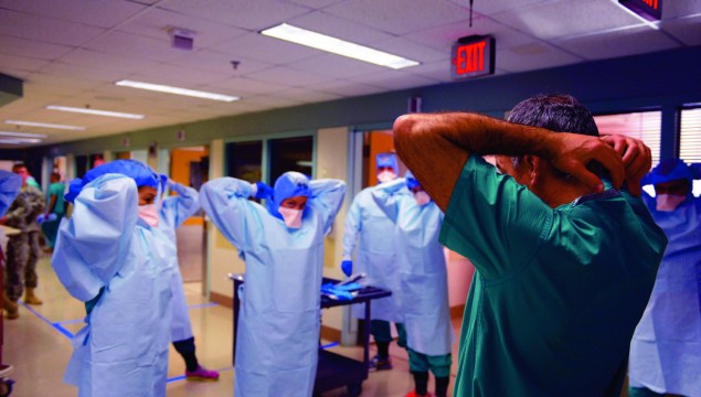 A training session at the San Antonio Military Medical Center in San Antonio, Texas, preparing students in the event of an Ebola crisis in the U.S. Photos courtesy of the Centers for Disease Control and Prevention/Public Health Image Library