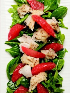 halibut grapefruit and spinach salad