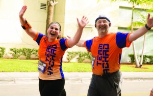 Dr. Nachum Katlowitz, who started running in his mid-fifties, with daughter Adira.  Photos: Sam Ulrich