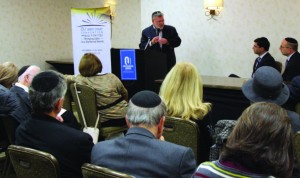 OU Executive Vice President Allen I. Fagin moderating a panel discussion on social Orthodoxy between OU Senior Managing Director Rabbi Steven Weil and Director of Rabbinic Placement at Yeshiva University’s Center for the Jewish Future Rabbi Ronald Schwarzberg.