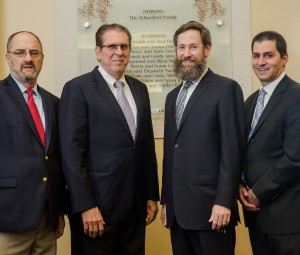 Key members of the shul's fundraising "dream team." From left: Ron Solomon, Herman Muhlstein, Rabbi Jonathan Rosenberg and Dr. Victor Schweitzer.