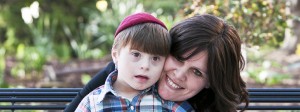 Esther Birnhack of Far Rockaway, New York with her six-year-old son Baruch Mordechai. Photo: Noah Wittenberg